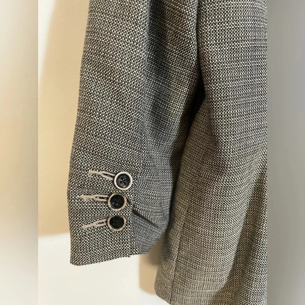 CAbi Tweed Suit:Jacket (Sz 8)&Pants (Sz 6) Gray Crop Ruched Sleeve Blazer Career - Picture 6 of 16